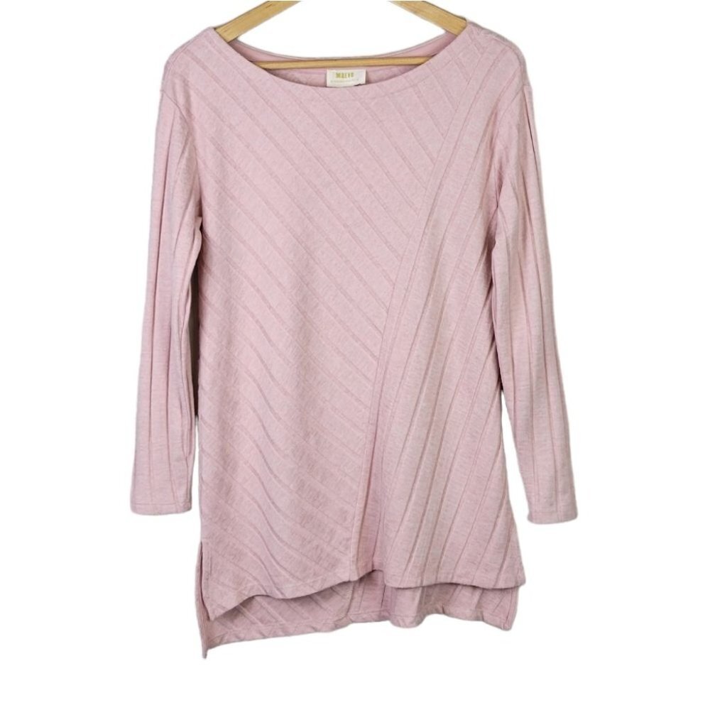 Maeve by Anthropologie Brushed Knit Long Sleeve Top Pink S